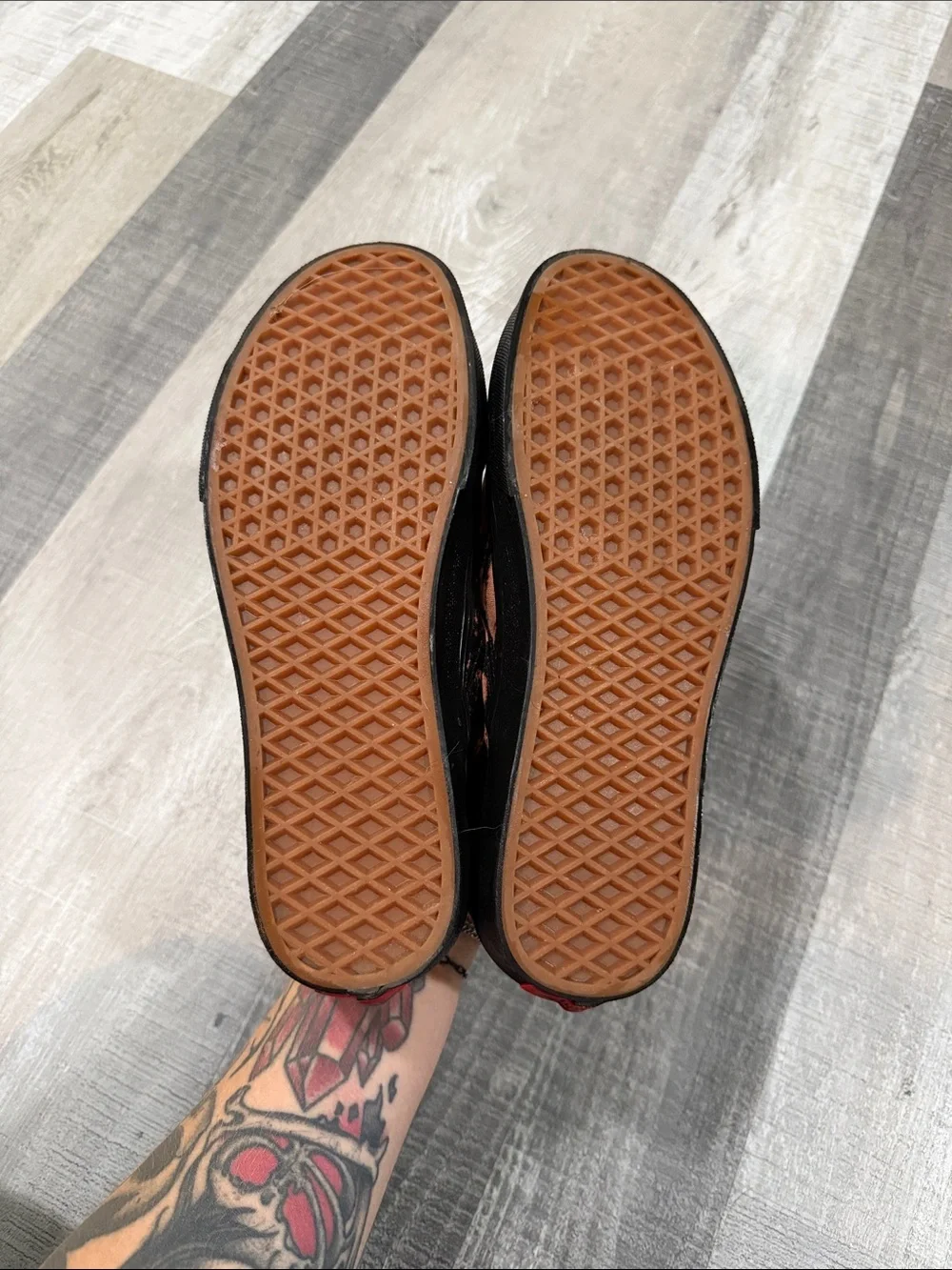 Vans Men’s Bleached Black Canvas Slip-On’s